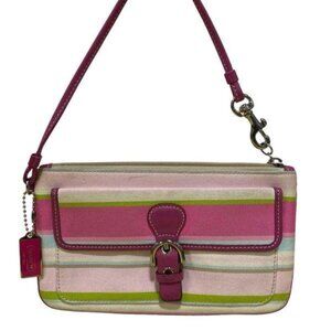 Coach rainbow striped wristlet